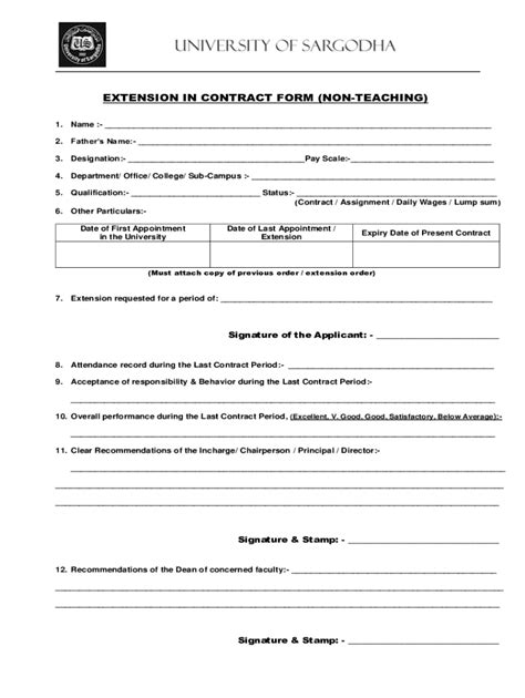 Fillable Online EXTENSION IN CONTRACT FORM (NON-TEACHING) Fax Email ...