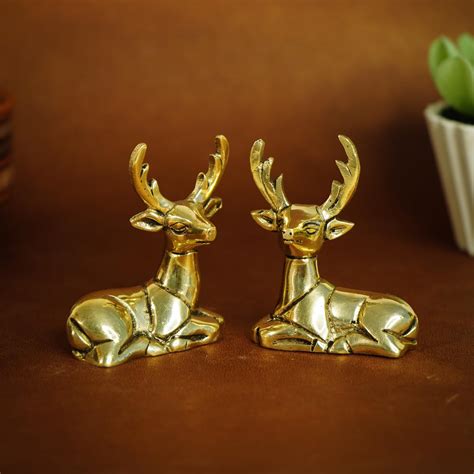 Buy Ekhasa 100% Pure Brass Deer Showpiece for Home Decor Living Room ...