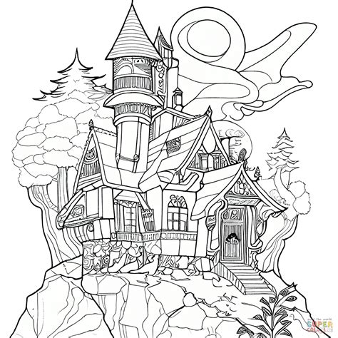 Haunted House coloring page | Free Printable Coloring Pages