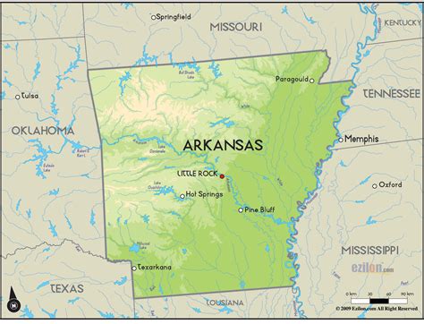 Arkansas Physical Map | USA Map Images