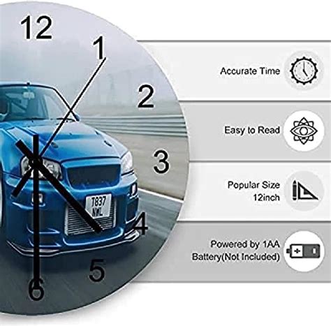 Buy Blue JDM R34 Classic Racing Car Wooden Wall Clock Silent Non ...