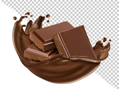 Barras de chocolate com respingos de chocolate isolados | PSD Premium
