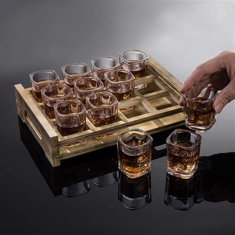 Buy VILON Premium Heavy Base Shot Glass Set 6 | Crystal Square Shot ...