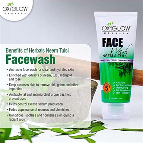 Buy OXYGLOW HERBALS FACE WASH NEEM TULSI|CLEANSES & PREVENTS PIMPLES (100 GRAM) Online & Get ...
