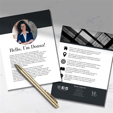 Realtor Bio Flyer Template | Real Estate Agent Introduction Sheet ...