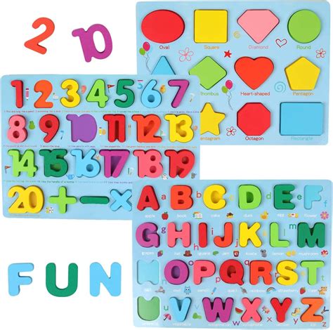 Buy GEMEM Alphabet and Number Puzzle Set Wooden Upper Case Letter ...