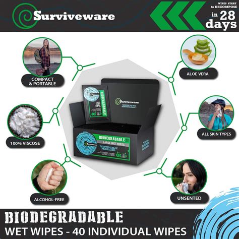 Surviveware Biodegradable Wet Wipes - Large Size, 40 India | Ubuy