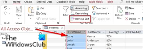 Add Buttons to Sort Access Form Data 的图像结果