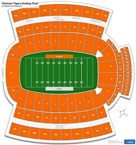 Clemson Memorial Stadium Interactive Seating Chart - Stadium Seating Chart