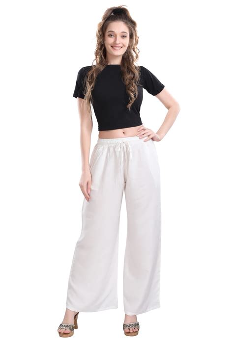 TRASA Ultra Soft Palazzo For Women's and Girls - Off-White – Trasa.in