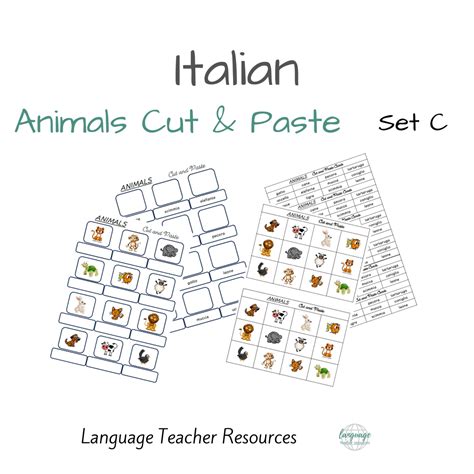 Italian Animals Cut and Paste Set C - Language Teacher Resources