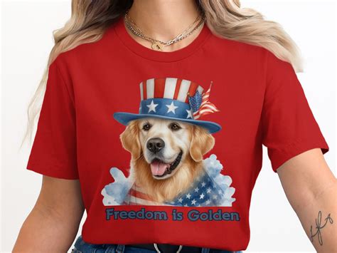 Patriotic Golden Retriever T-shirt, Freedom is Golden Dog Shirt, USA ...