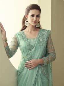 Buy Sareemall Embellished Bollywood Georgette Light Green Sarees Online ...