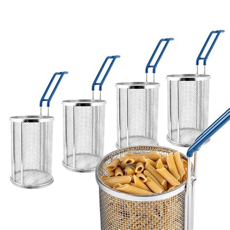 Lot45 Pasta Strainer with Handle 4 Pack - Stainless Steel Boiling ...