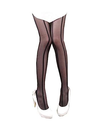 Sexy Black Stripes Print Sheer Pantyhose Tights XS ~ M : Amazon.in ...