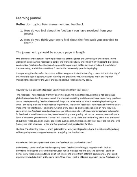 Image result for Learning Journal Example