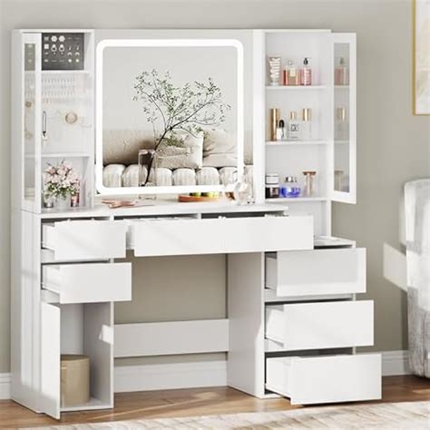 Maupvit Makeup Vanity Desk with Mirror and Lights, White India | Ubuy