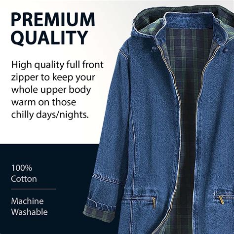 Buy PGI Traders Women’s Flannel Lined Denim Jacket | Detachable Hood ...