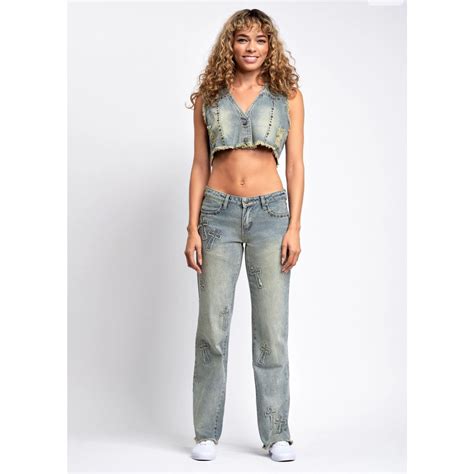 Austin Landing Viral Cross Patch Jeans 30x32 - Gem
