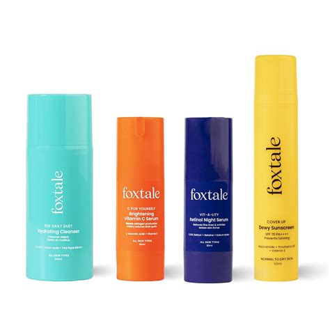 Foxtale Age Defender Routine (Dewy) Skin Care Kit | Retinol Night Serum ...