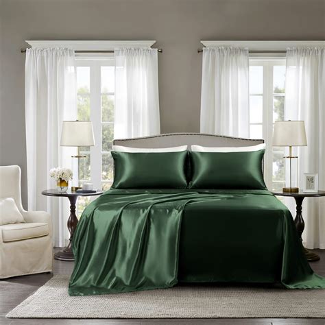 GOLAL Satin Sheets King Size - 4 Pieces Luxury Silky Soft Bed Sheets ...