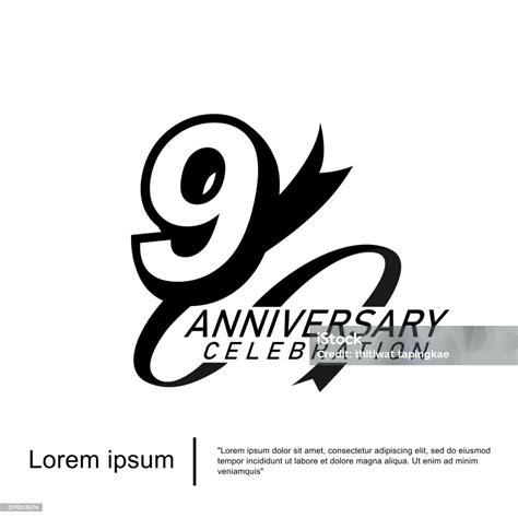 9th Years Anniversary Celebration Emblem Black Logo Isolated With ...