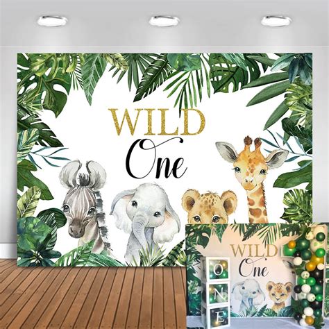 Mocsicka Wild One Backdrop Jungle Safari Animal Party Background ...