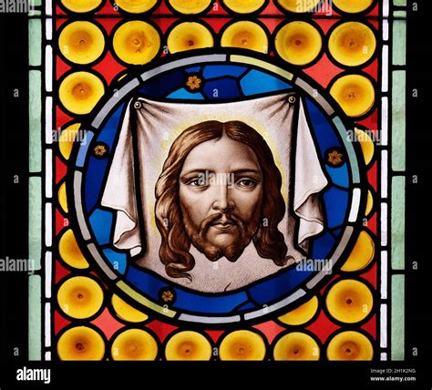 Veil of Veronica stained glass window in Basilica of Saint Sylvester ...
