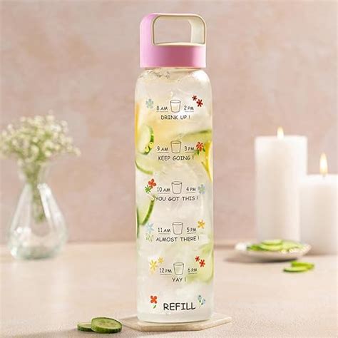 Borosil 1L Neo Motivational Time Marker Bottle with Husk Lid ...