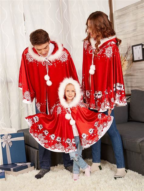New 2018 Christmas Poncho Fashion Family Matching Hooded Scarf Father ...