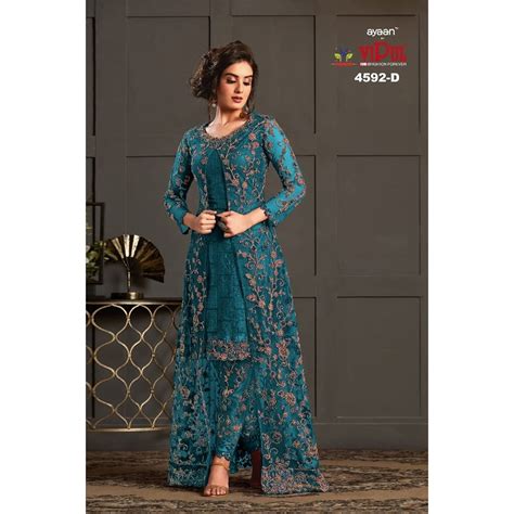 SHAFNUFAB Women's Net Ethnic Wear for WomenSemi StitchedSalwarSuit SF2 ...