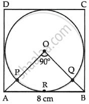 a square OABC is inscribed in a quadrant OPBQ of a circle. If OA = 20 ...