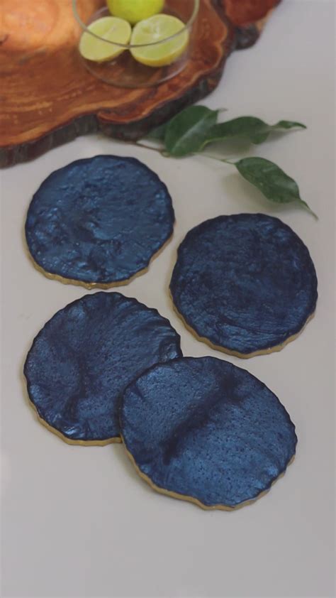 Blu Resin Round Coasters Set – Mora Taara