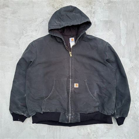 Carhartt Jackets & Coats | Vintage Carhartt Black Quilted Canvas Hooded ...