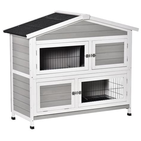 Buy PawHut 48 2-Floor Rabbit Hutch Pet House, Bunny Cage with Ramp ...