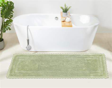 Amazon.com: Better Trends Lilly Crochet Sage Green Large Bath Mat ...