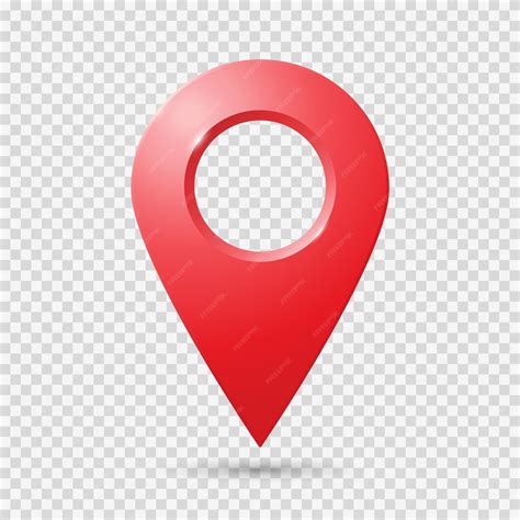 Realistic red geolocation icon with highlights on a transparent ...