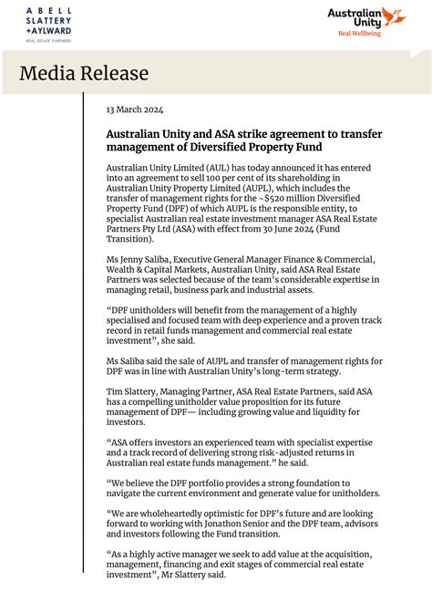 Australian Unity and ASA strike agreement to transfer management of ...