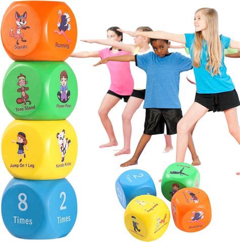 Amazon.com: Fun Fitness Dice for Kids - Children's Workout Dice and ...