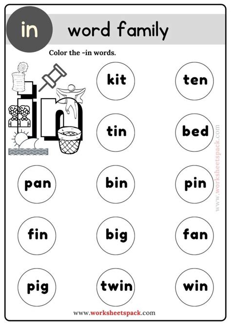 En Word Family Worksheets For Kindergarten - Free Worksheets Printable