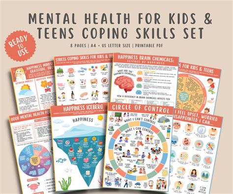 Mental Health Coping Skills Printable Bundle for Kids & Teens – MindSpace