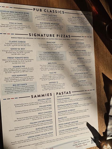 Menu at MacKenzie River Pizza, Grill & Pub, Rapid City