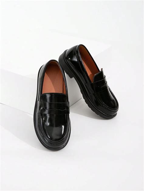 Boys' Vintage Black Patent Leather Smart Casual Dress Shoes, Elegant ...