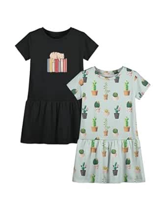 Buy HELLCAT Printed Short Sleeve Casual Dresses for Girls - Pack of 2 ...