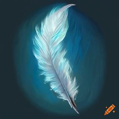 Oil painting style of a ethereal white angel feather