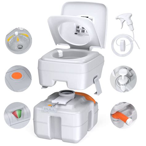 KAIZONPOT Portable Toilet for Camping, 5.3 Gallon Camping Porta Potty ...