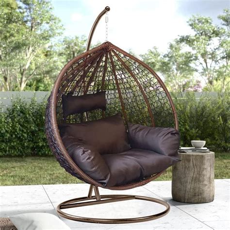 GALAXY OUTDOOR FURNITURE Rattan Single Seater Swing Chair With Stand ...