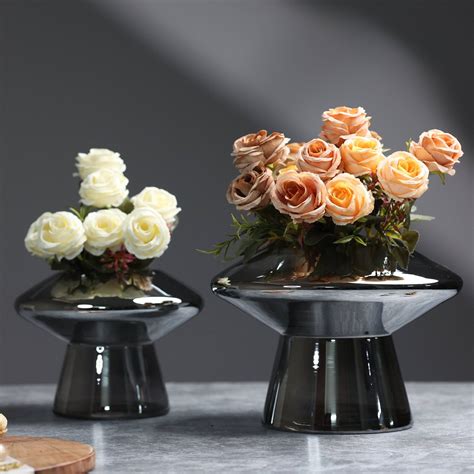 Smokey Grey Glass Vase – Modern Decorative Center Table Accent – The ...