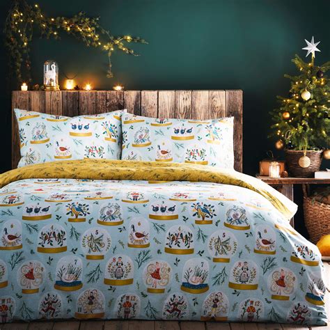 furn. Twelve Days of Christmas Single Duvet Cover Set, Cotton ...