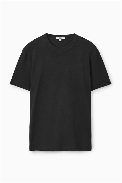 Cos Regular-fit Cotton-blend T-shirt In Black | ModeSens